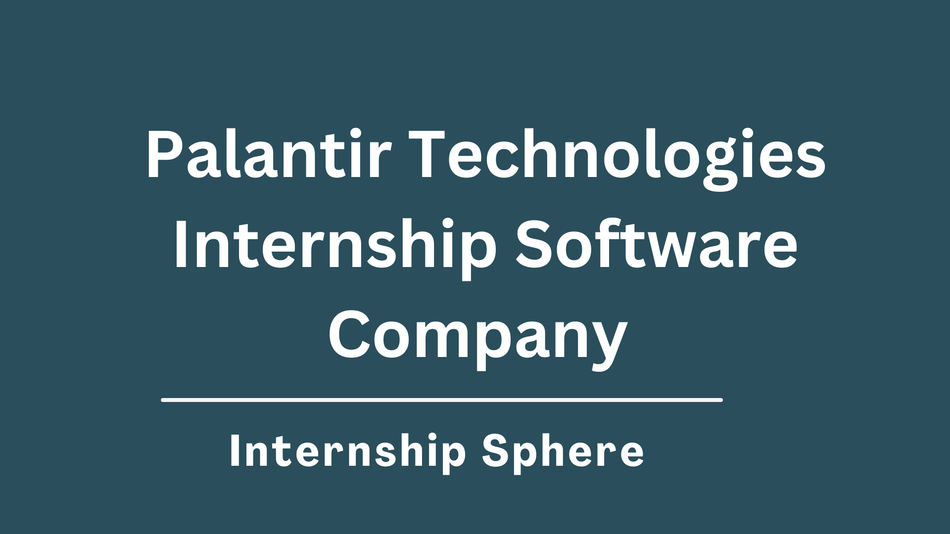 Palantir Internship