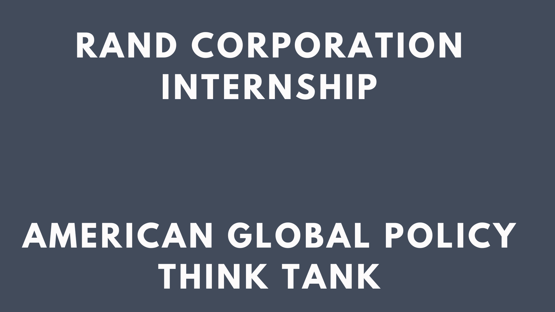 Rand Corporation Internship