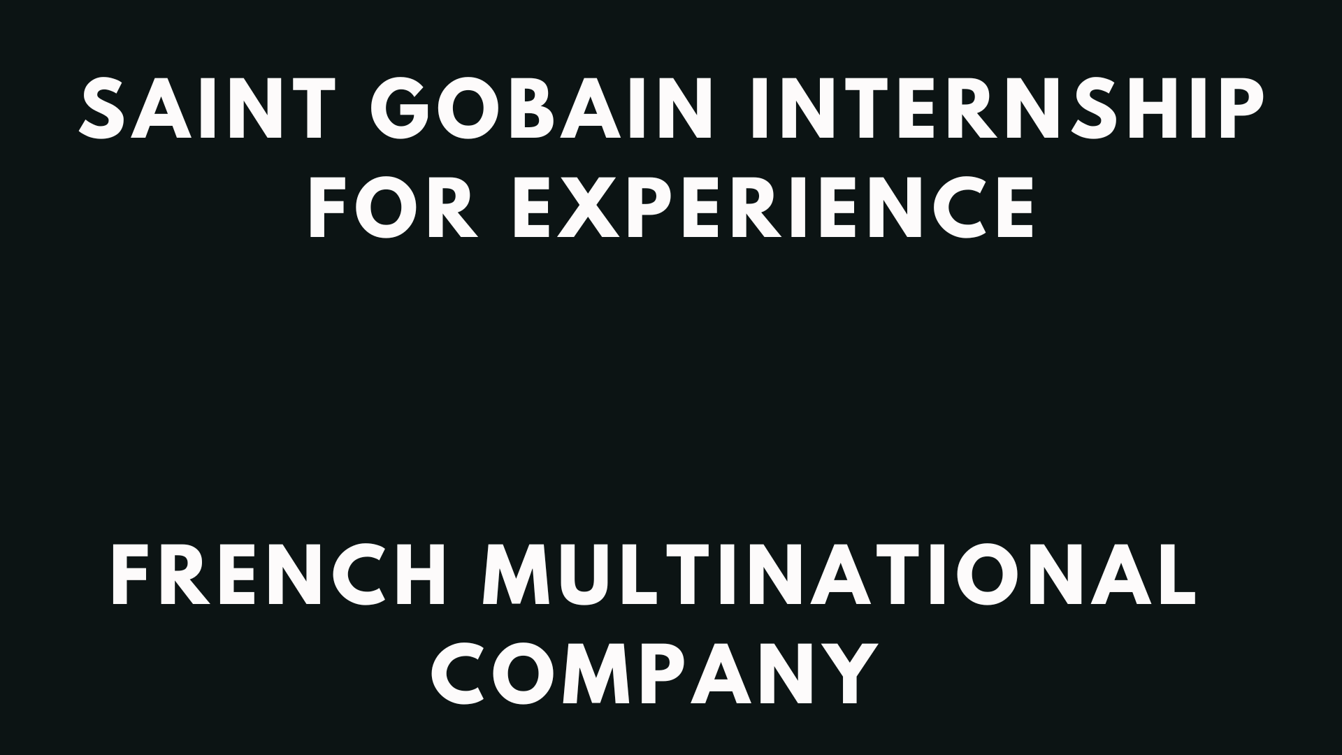 Saint Gobain Internship