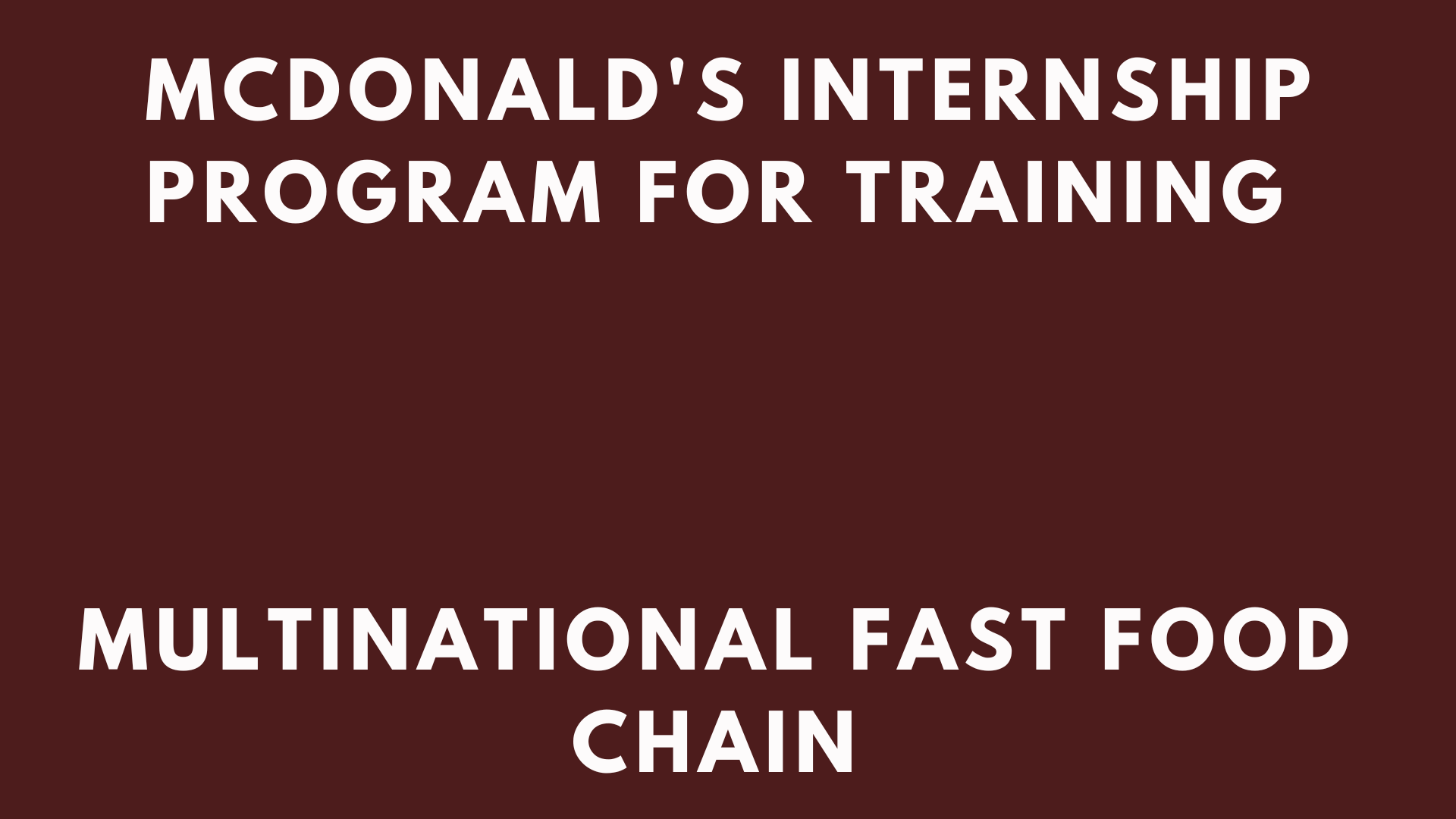 Mcdonald's Internship