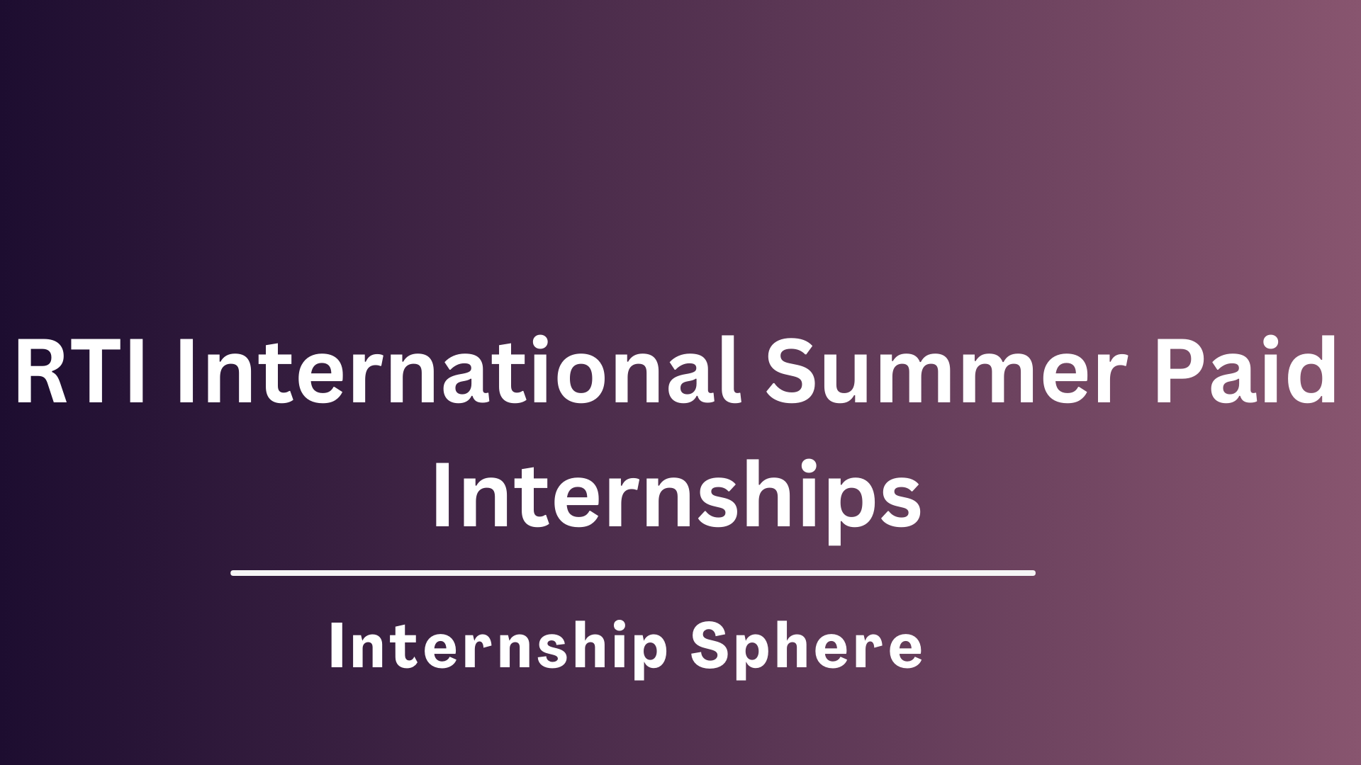 RTI International Internships
