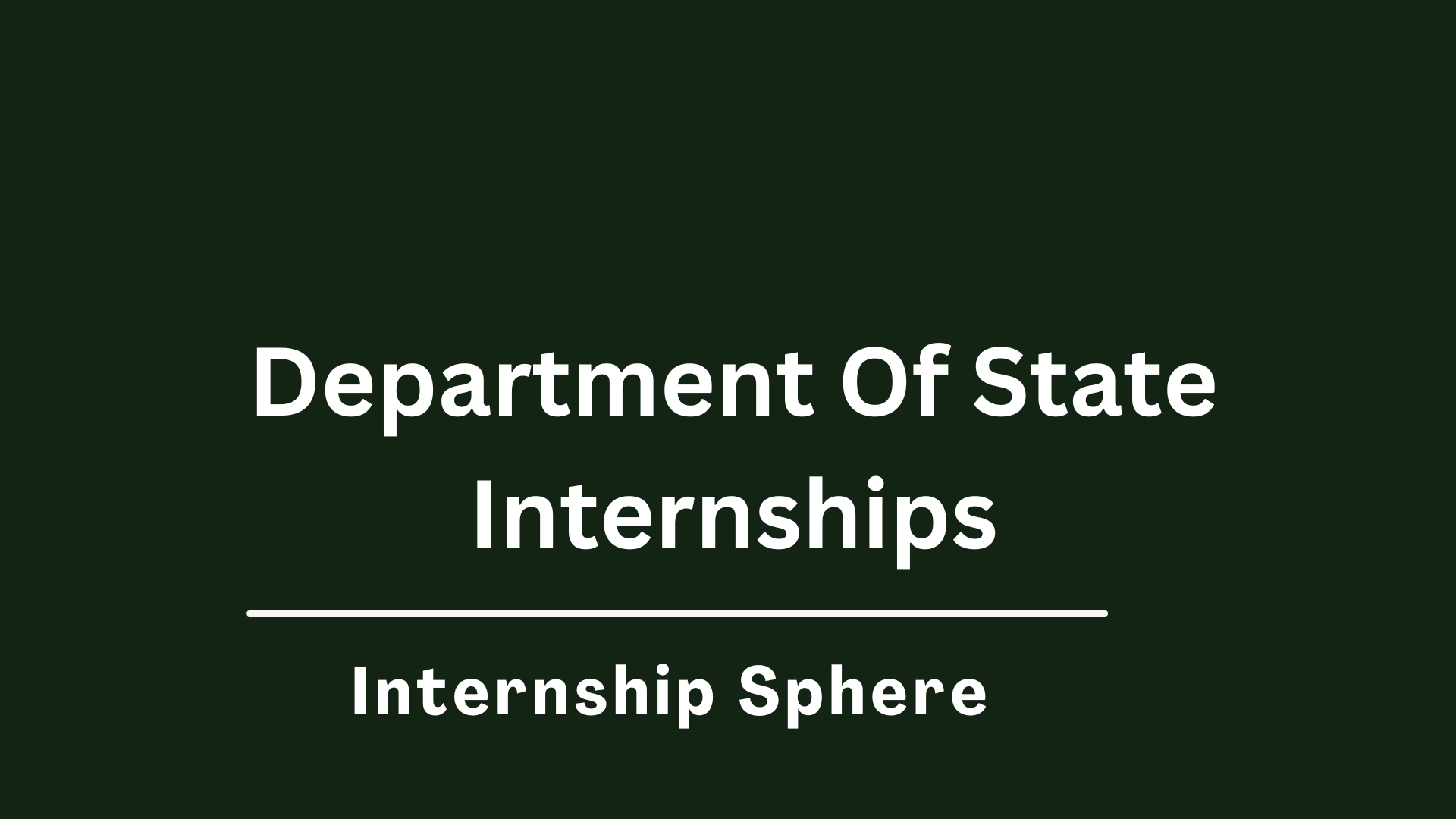 Department Of State Internships